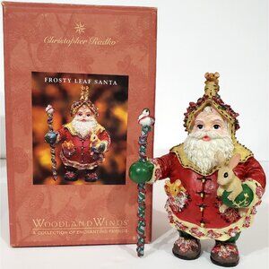 Christopher Radko Woodland Winds FROSTY LEAF SANTA animals Christmas Ornament 5"